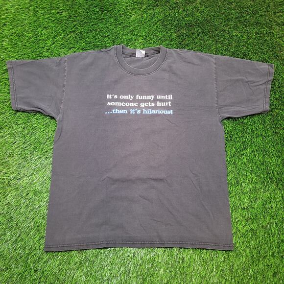 VTG Y2K Funny T-Shirt Mens XL Faded Black Grunge Skate Punk Emo Humor - Picture 1 of 9